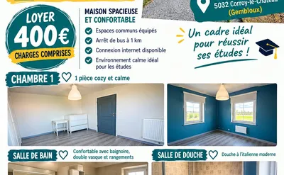 Kot bij bewoner te huur in Gembloers